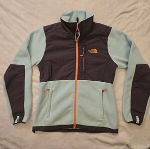 NORTH FACE DENALI Jacket Womens Size Small Polartec Frosty Blue Peach Layer Cozy